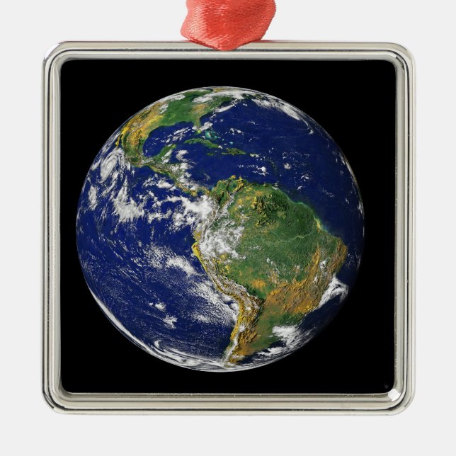 Full Earth showing South America Metal Tree Decoration (Front)