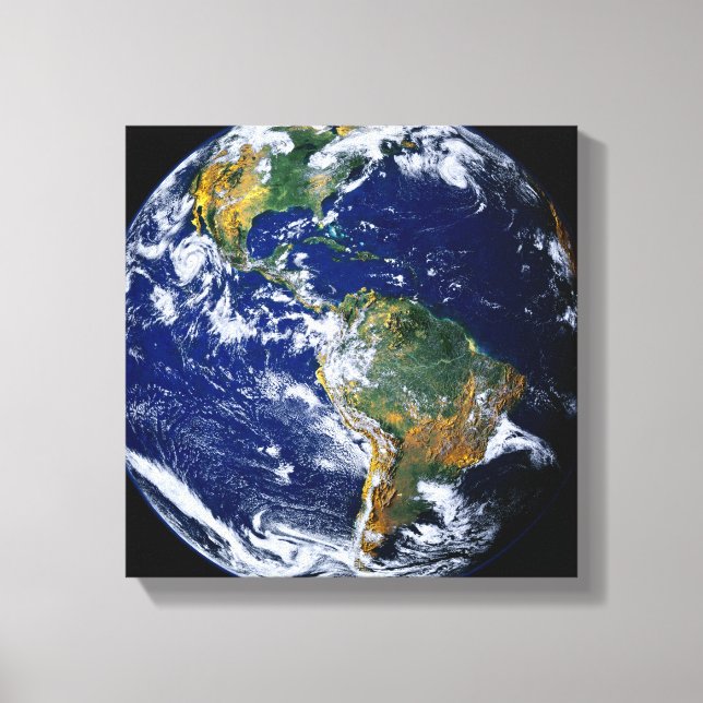 Full Earth Showing The Americas Canvas Print (Front)
