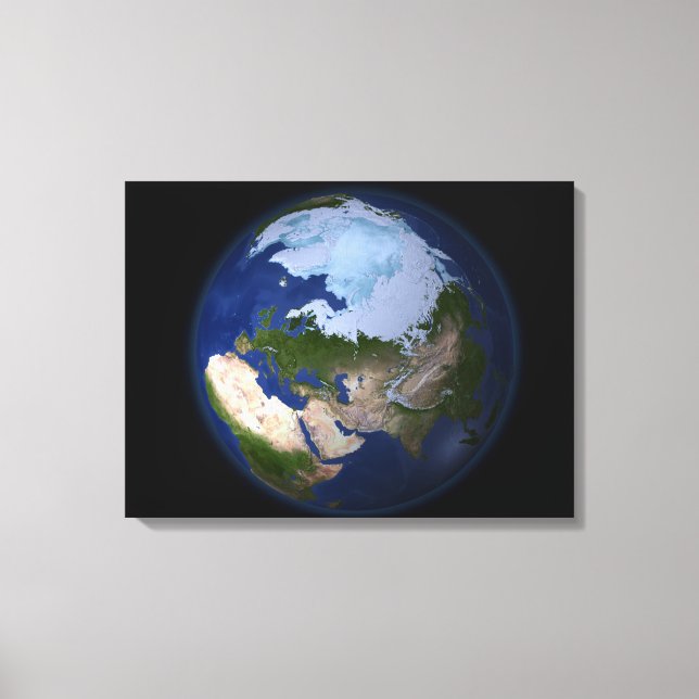 Full Earth showing the Arctic region Canvas Print (Front)