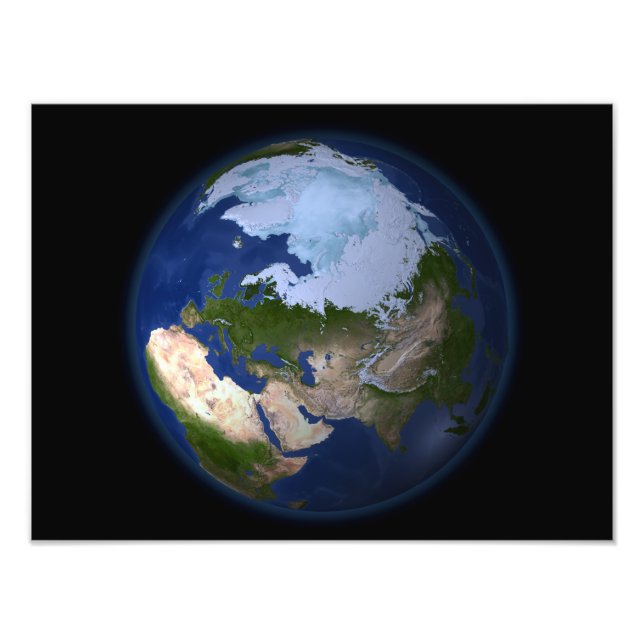 Full Earth showing the Arctic region Photo Print (Front)