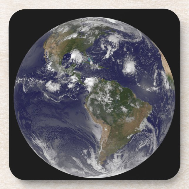 Full Earth Showing Tropical Storms In The Atlantic Coaster (Front)