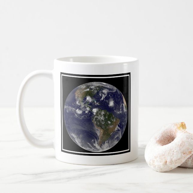 Full Earth Showing Tropical Storms In The Atlantic Coffee Mug (With Donut)