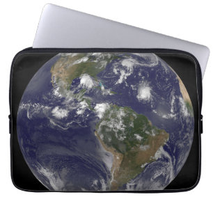 Full Earth Showing Tropical Storms In The Atlantic Laptop Sleeve