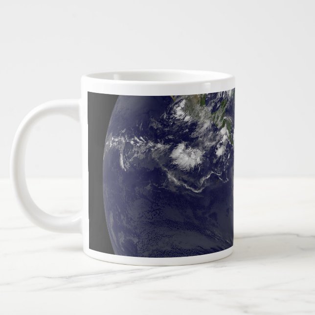 Full Earth Showing Tropical Storms In The Atlantic Large Coffee Mug (Left)