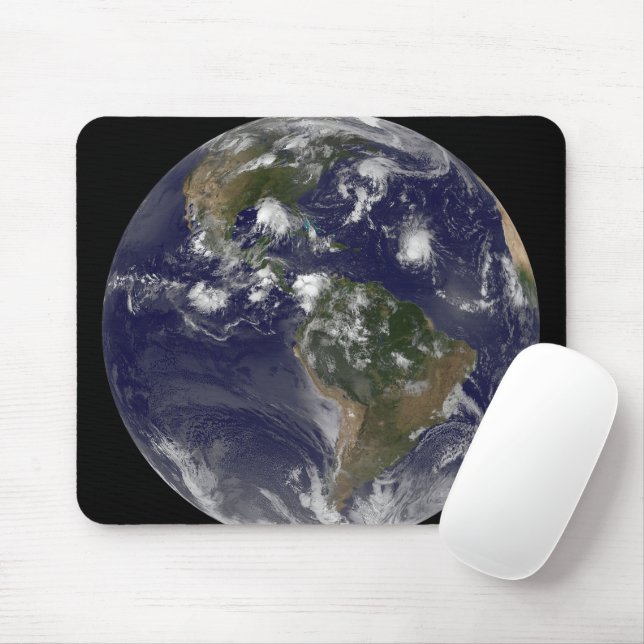 Full Earth Showing Tropical Storms In The Atlantic Mouse Mat (With Mouse)