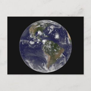 Full Earth Showing Tropical Storms In The Atlantic Postcard