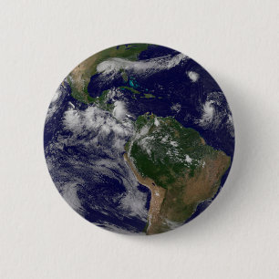 Full Earth Showing Various Tropical Storm Systems. 6 Cm Round Badge