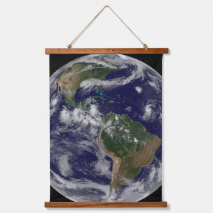 Full Earth Showing Various Tropical Storm Systems. Hanging Tapestry