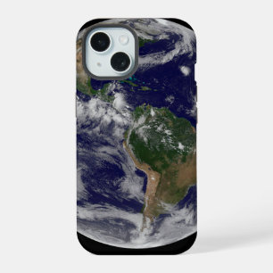 Full Earth Showing Various Tropical Storm Systems. iPhone 15 Case
