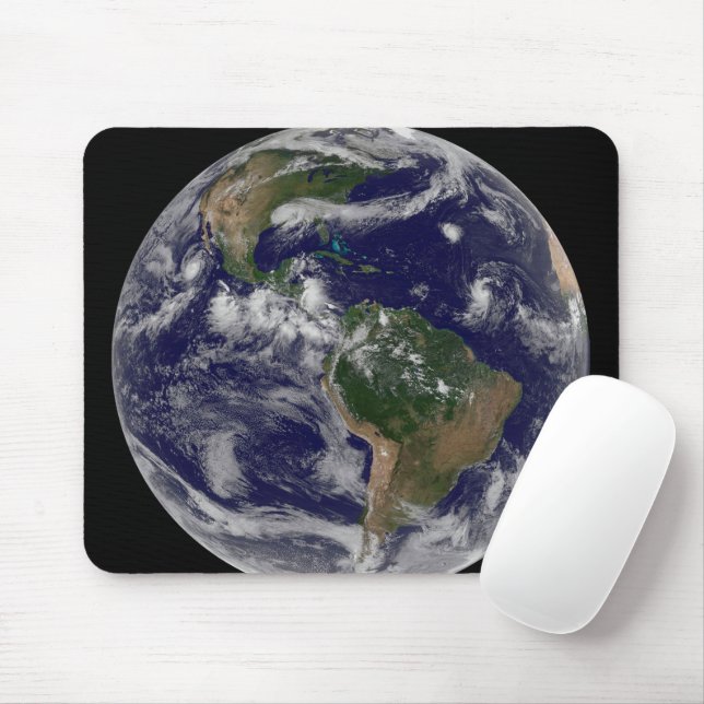 Full Earth Showing Various Tropical Storm Systems. Mouse Mat (With Mouse)