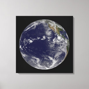 Full Earth Showing Various Tropical Storms. Canvas Print
