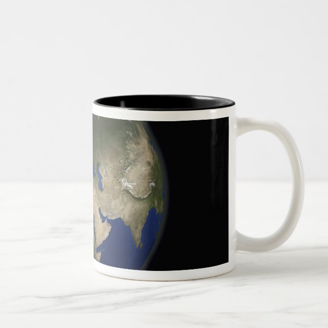 Full Earth view of Africa, Europe, and Middle E Two-Tone Coffee Mug (Right)
