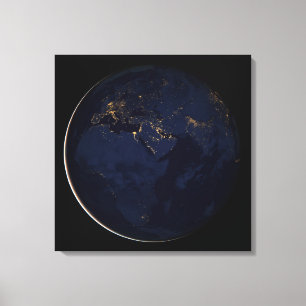 Full Earth With City Lights Canvas Print