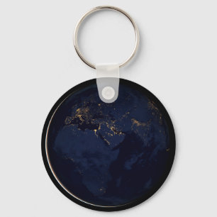 Full Earth With City Lights Key Ring