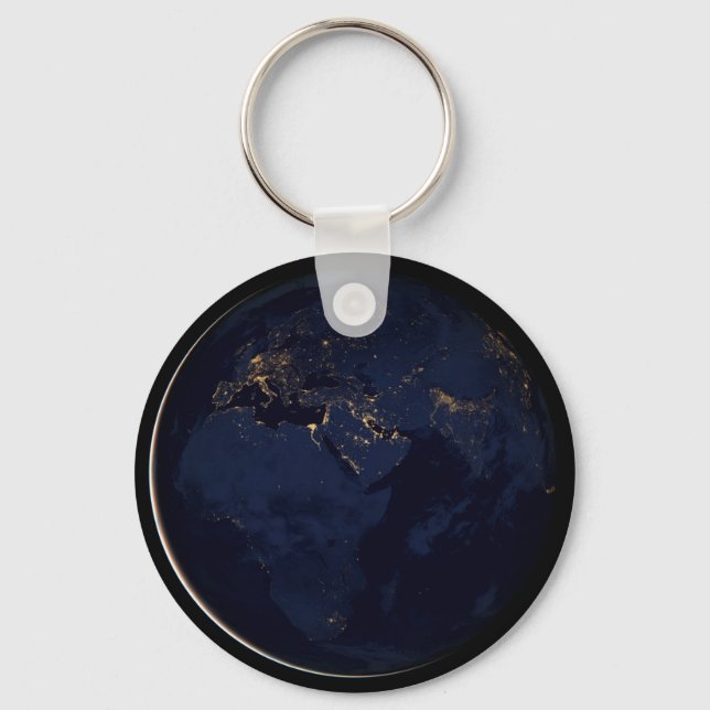 Full Earth With City Lights Key Ring (Front)