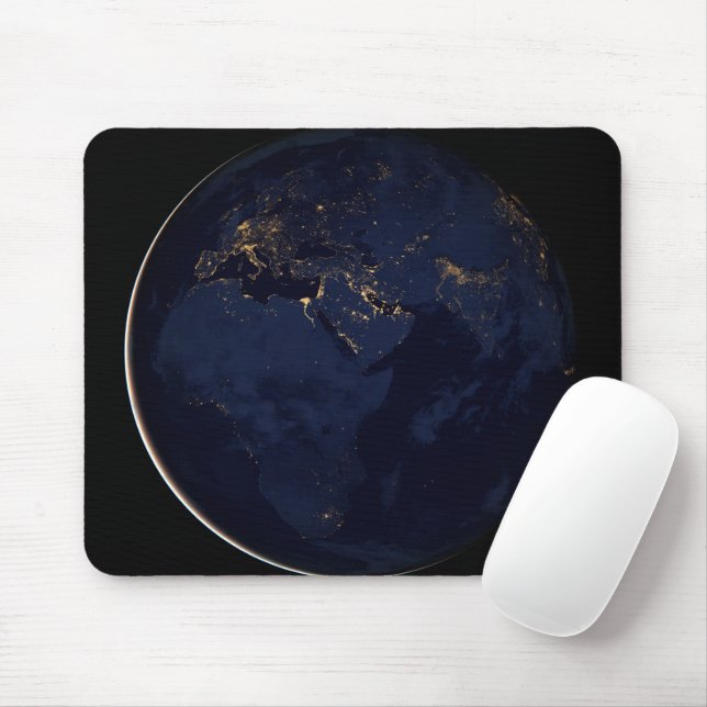 Full Earth With City Lights Mouse Mat (With Mouse)