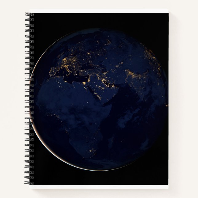 Full Earth With City Lights Notebook (Front)