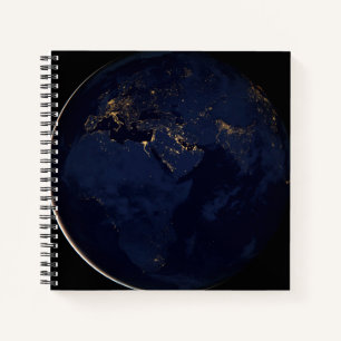 Full Earth With City Lights Notebook