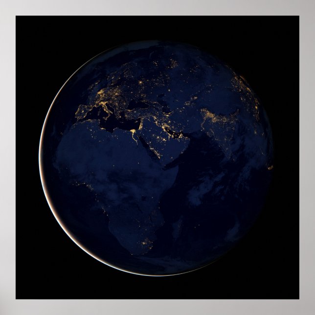 Full Earth With City Lights Poster (Front)