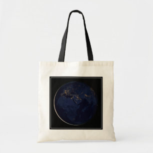 Full Earth With City Lights Tote Bag