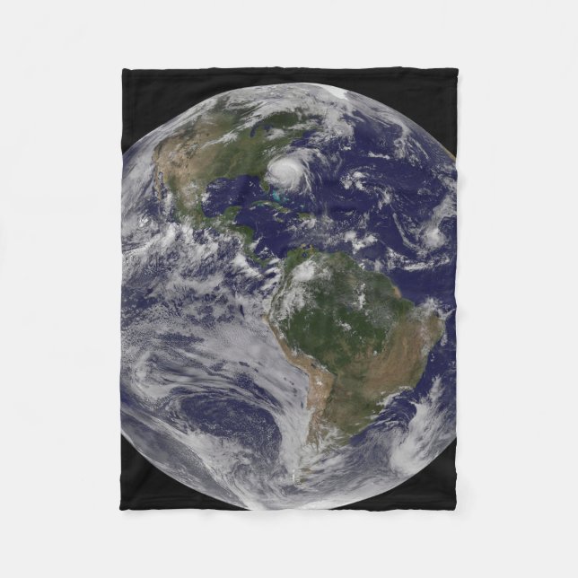 Full Earth With Hurricane Irene On East Coast. Fleece Blanket (Front)