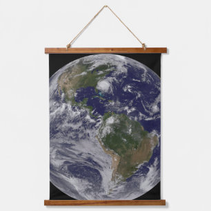 Full Earth With Hurricane Irene On East Coast. Hanging Tapestry