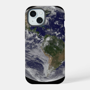 Full Earth With Hurricane Irene On East Coast. iPhone 15 Case