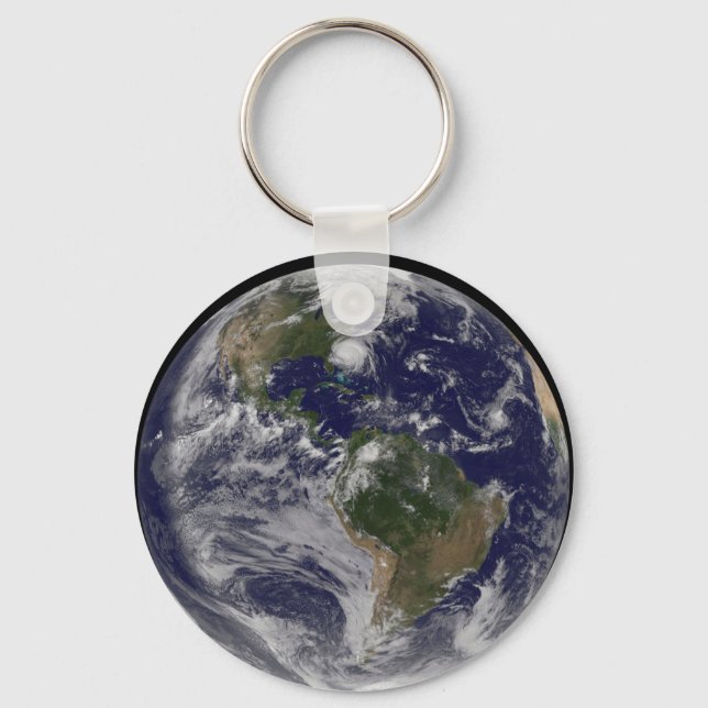 Full Earth With Hurricane Irene On East Coast. Key Ring (Front)