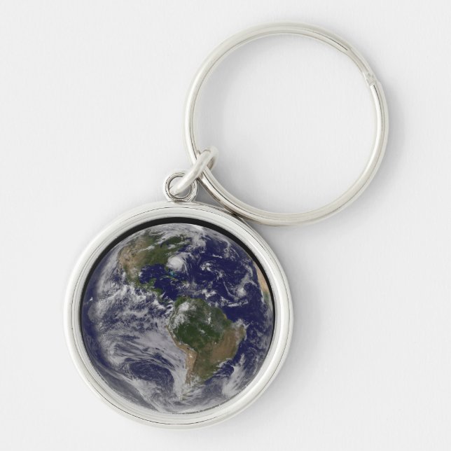 Full Earth With Hurricane Irene On East Coast. Key Ring (Front)