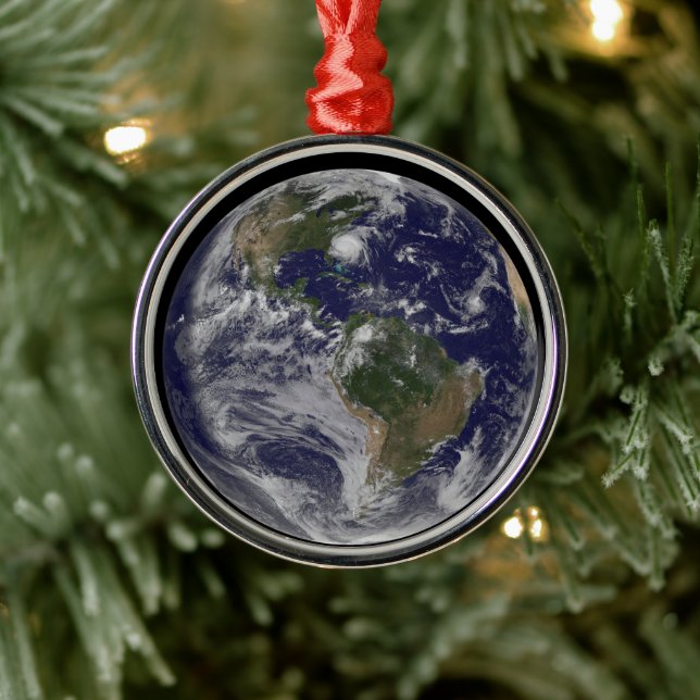 Full Earth With Hurricane Irene On East Coast. Metal Tree Decoration (Tree)