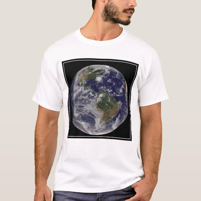 Full Earth With Hurricane Irene On East Coast. T-Shirt (Front)