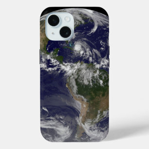 Full Earth With Hurricane Irene Over The Bahamas. iPhone 15 Case