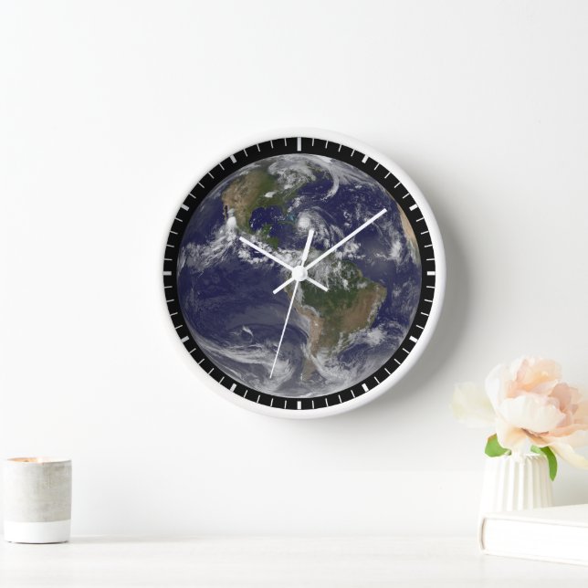 Full Earth With Hurricane Irene Over The Bahamas. Clock (Home)