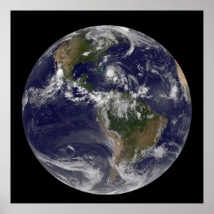 Full Earth With Hurricane Irene Over The Bahamas. Poster