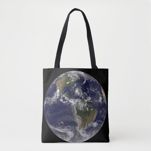 Full Earth With Hurricane Irene Over The Bahamas. Tote Bag (Front)