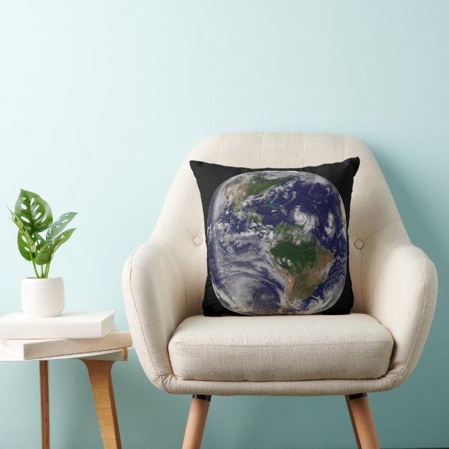 Full Earth With Tropical Storms In The Atlantic Cushion (Chair)