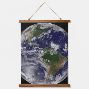 Full Earth With Tropical Storms In The Atlantic Hanging Tapestry