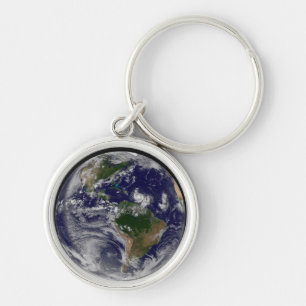 Full Earth With Tropical Storms In The Atlantic Key Ring
