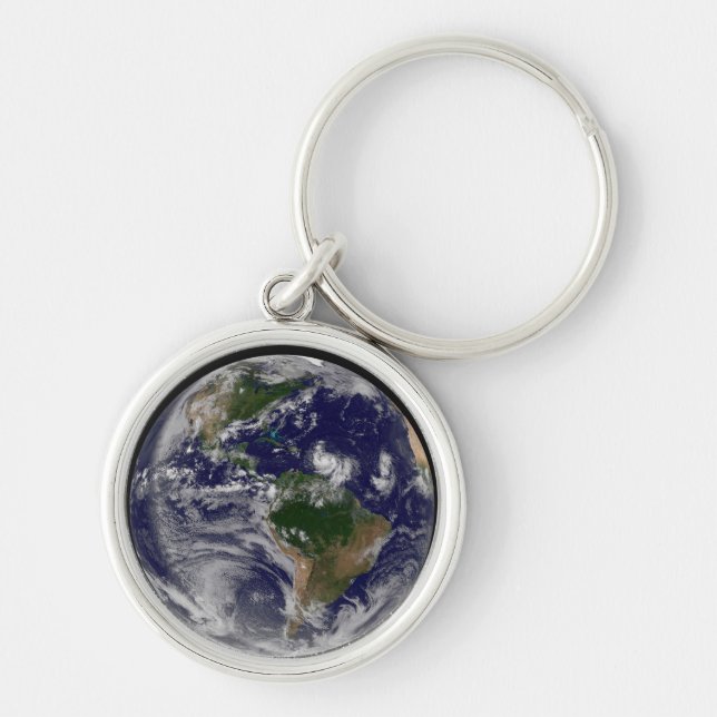Full Earth With Tropical Storms In The Atlantic Key Ring (Front)