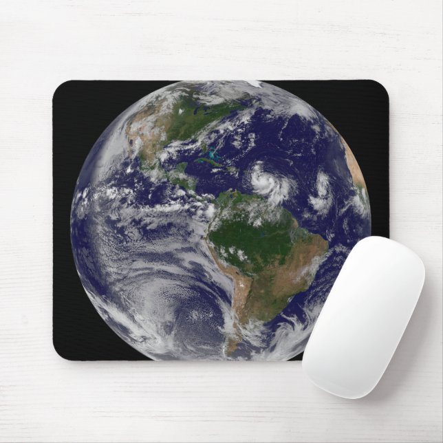 Full Earth With Tropical Storms In The Atlantic Mouse Mat (With Mouse)