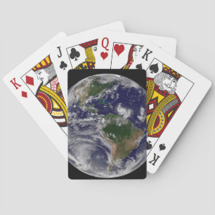 Full Earth With Tropical Storms In The Atlantic Playing Cards