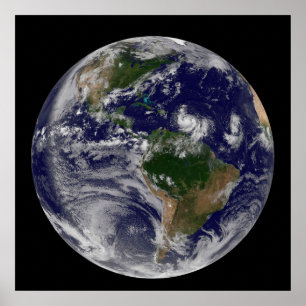 Full Earth With Tropical Storms In The Atlantic Poster