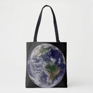 Full Earth With Tropical Storms In The Atlantic Tote Bag