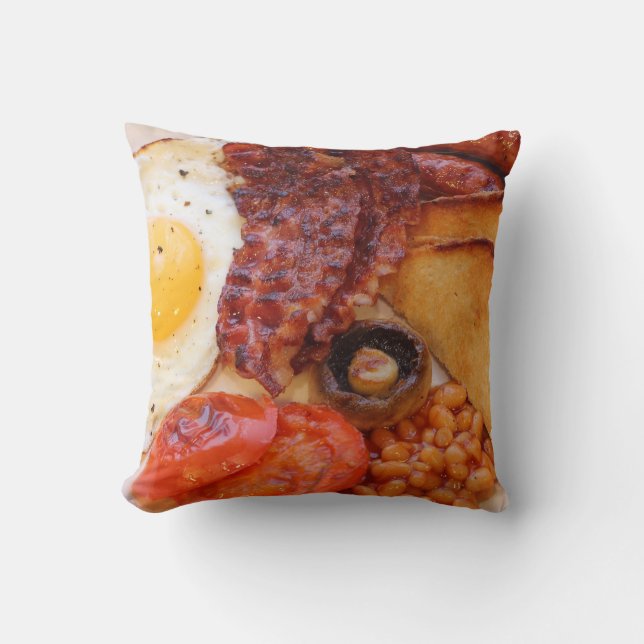 Full English breakfast novelty square cushion (Front)