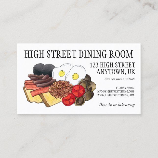 Full English Breakfast UK British Dining Room Pub Business Card (Front)