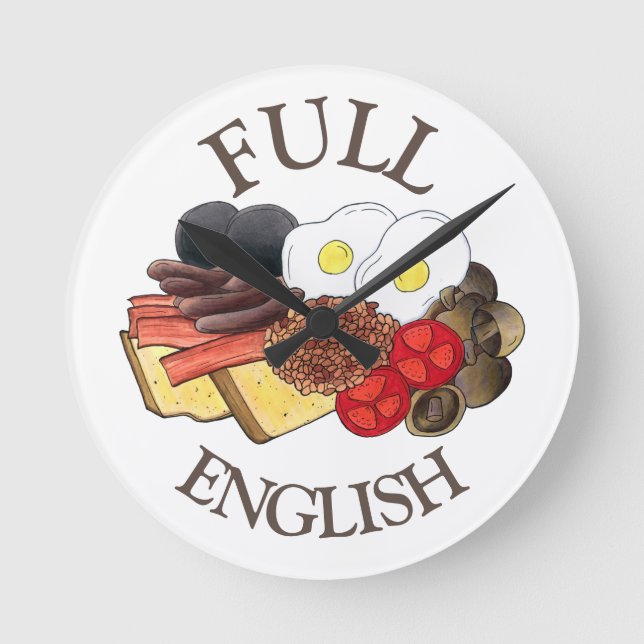 Full English Breakfast UK British Dining Room Pub Round Clock (Front)