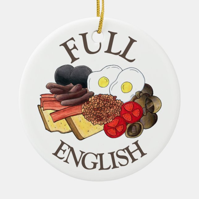 Full English Breakfast UK British Food Cuisine Ceramic Tree Decoration (Front)