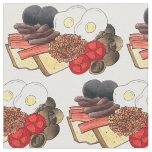 Full English Breakfast UK British Food Cuisine Fabric