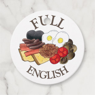 Full English Breakfast UK British Food Cuisine Favour Tags