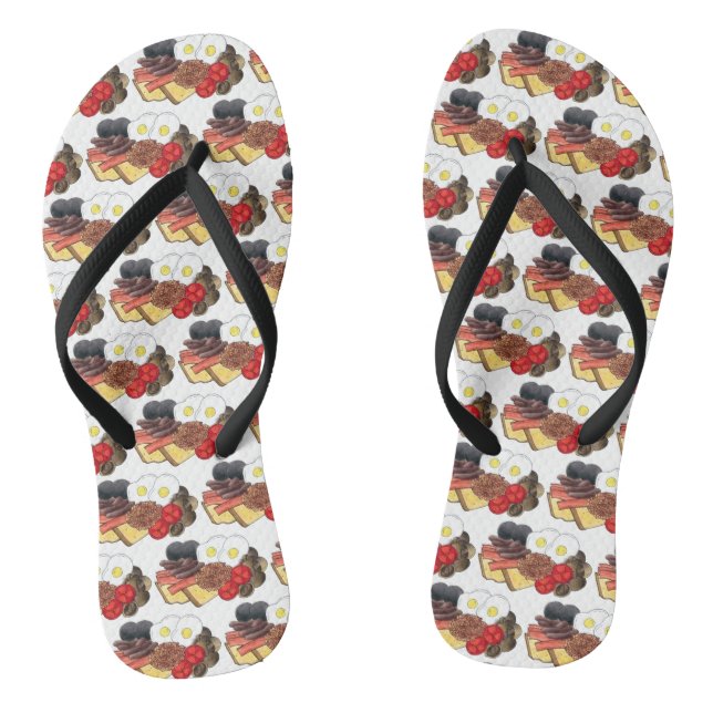 Full English Breakfast UK British Food Cuisine Flip Flops (Footbed)